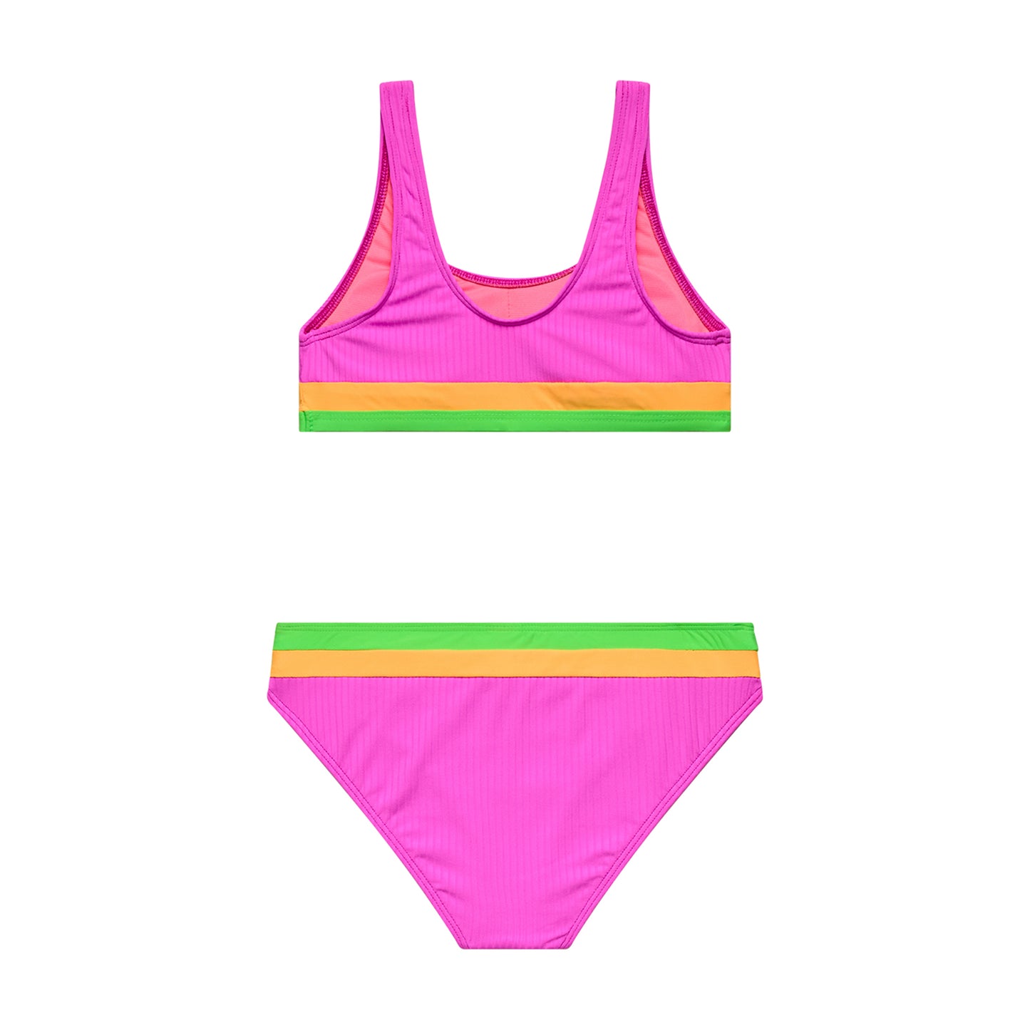Big Girls Rays for Days - Colorblock Bralette and Hipster Bottom - Cyber Pink