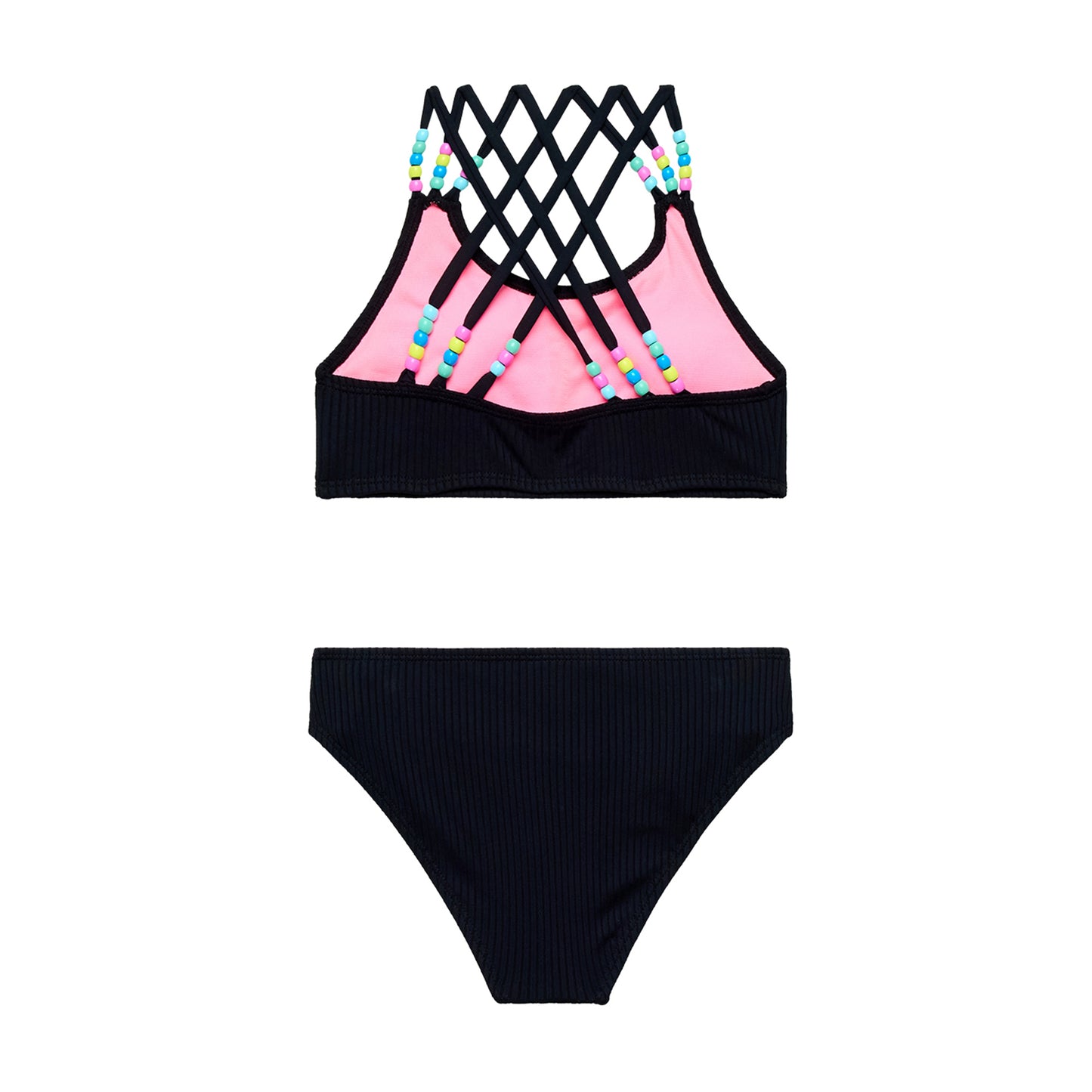 Big Girls Candy Girl - Pony Bead Bralette and Hipster Bottom - Black