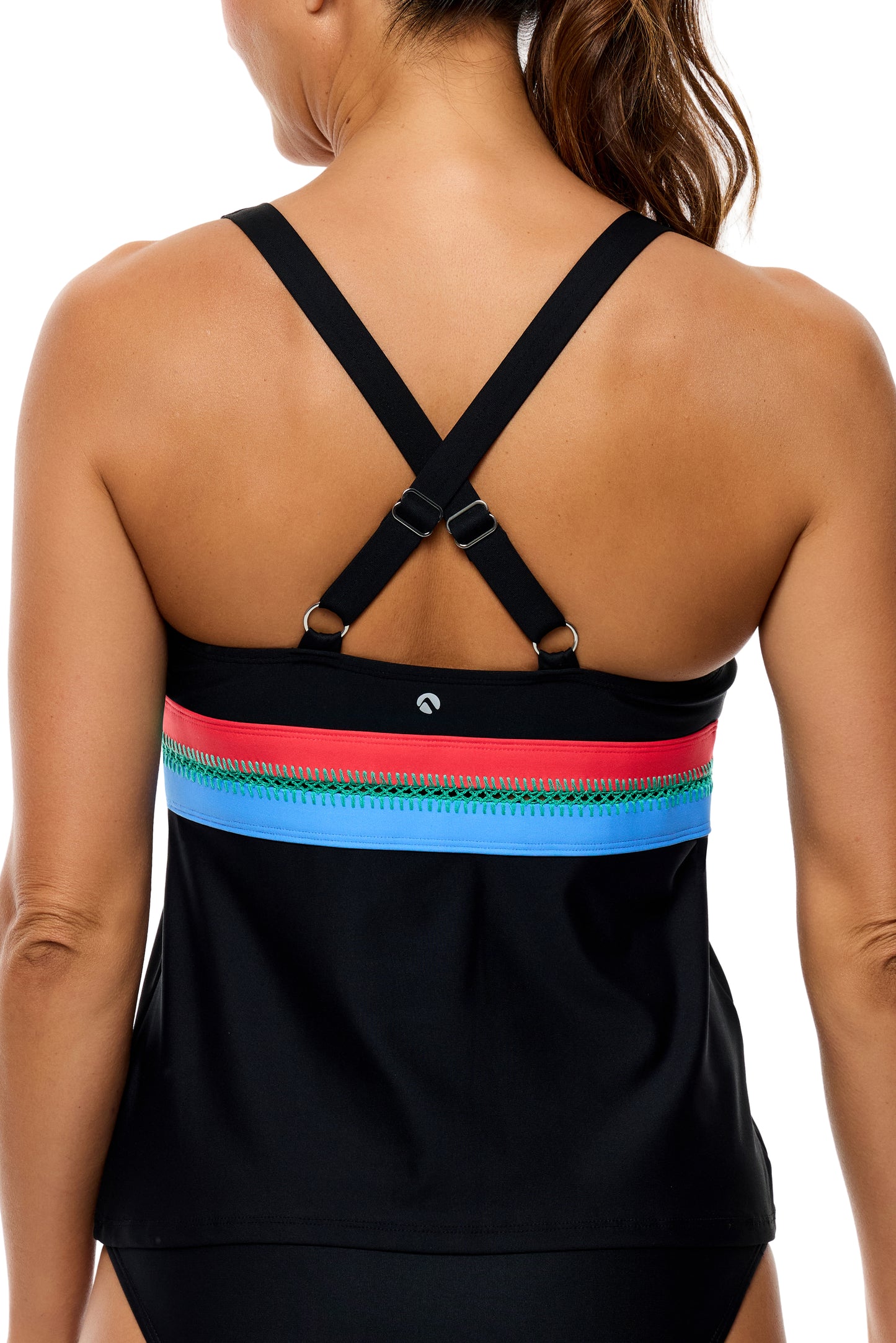 Good Karma Shaka - Serve Scoop Neck Tankini Swim Top - Black