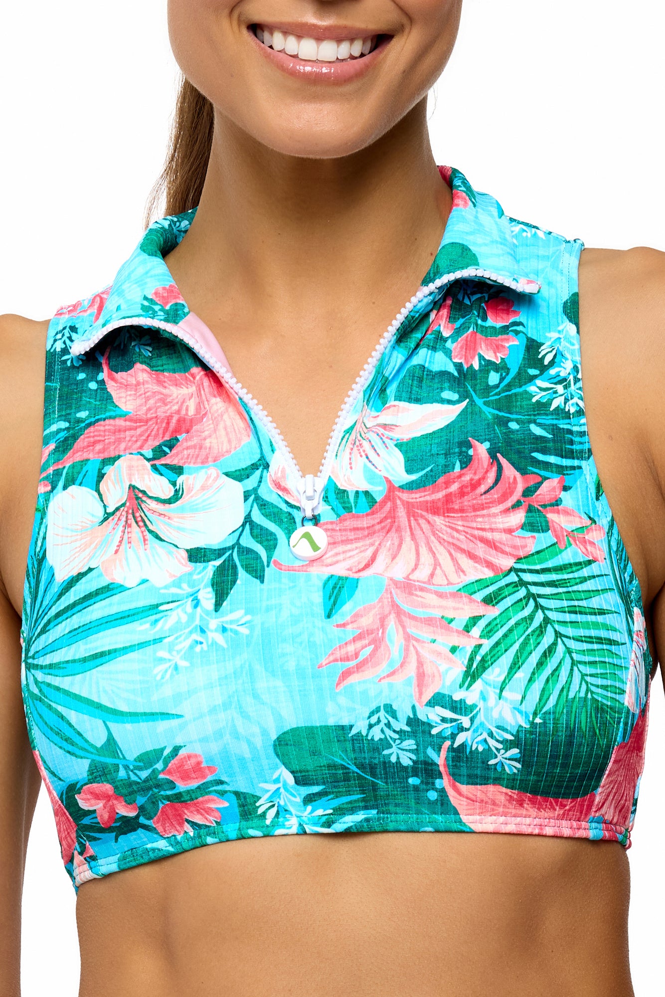 Coastal Love - Zip Up Crop Bikini Top