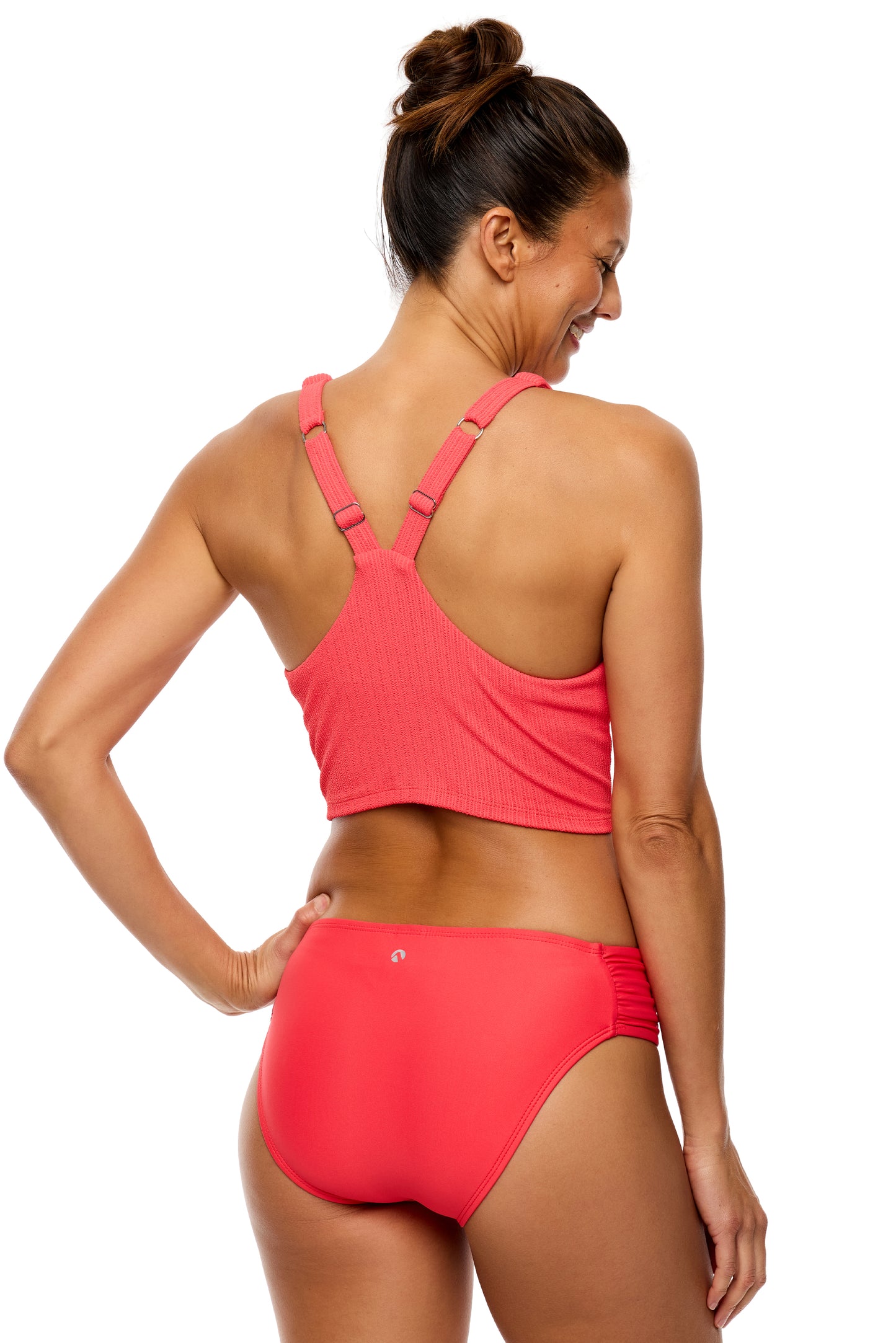Good Karma - Chopra Midrise Tab Side Swim Bottom - Neo-Red
