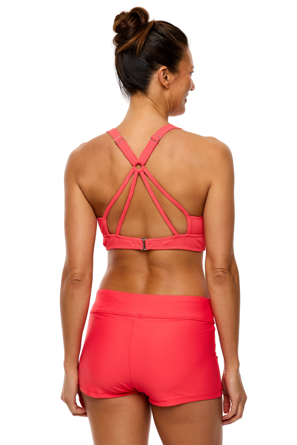 Mini Pucker Rib - 25 Min Swim Top - Neo-Red