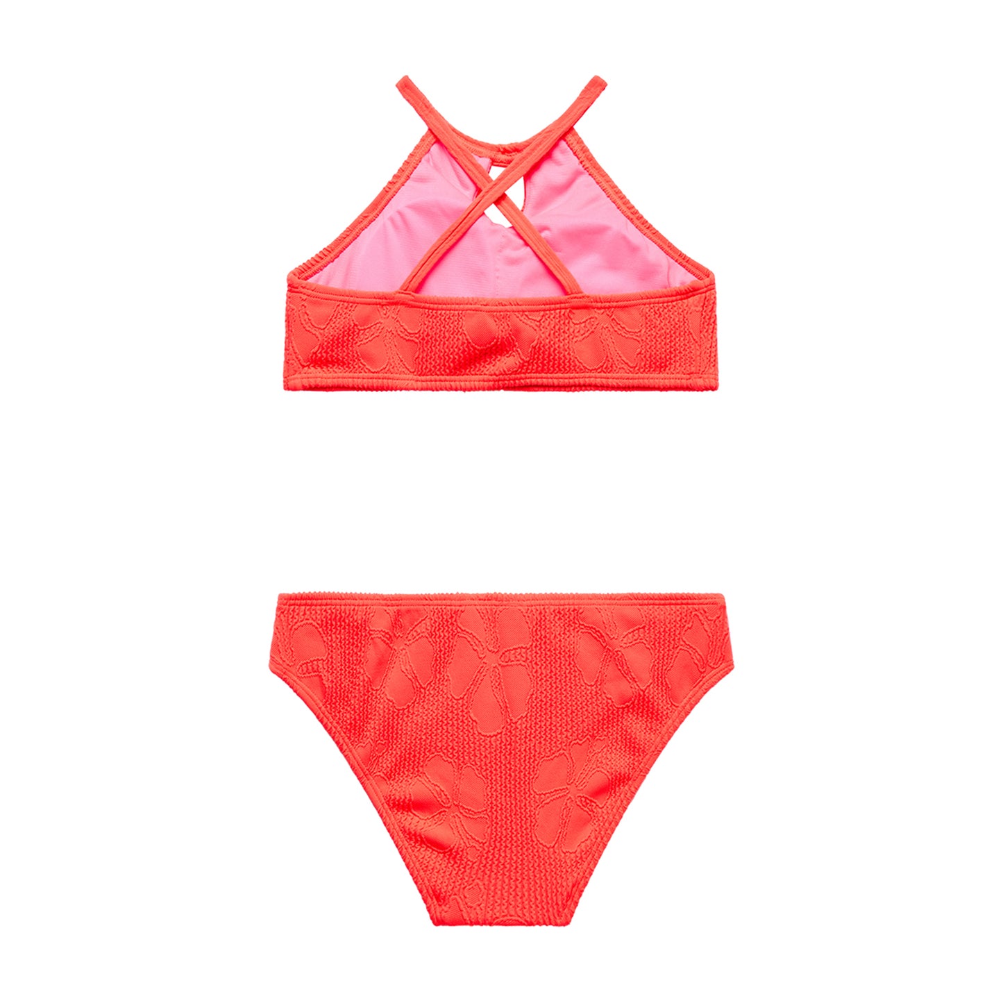 Big Girls Jacquard Hibiscus -  High neck Bra and Hipster Bottom