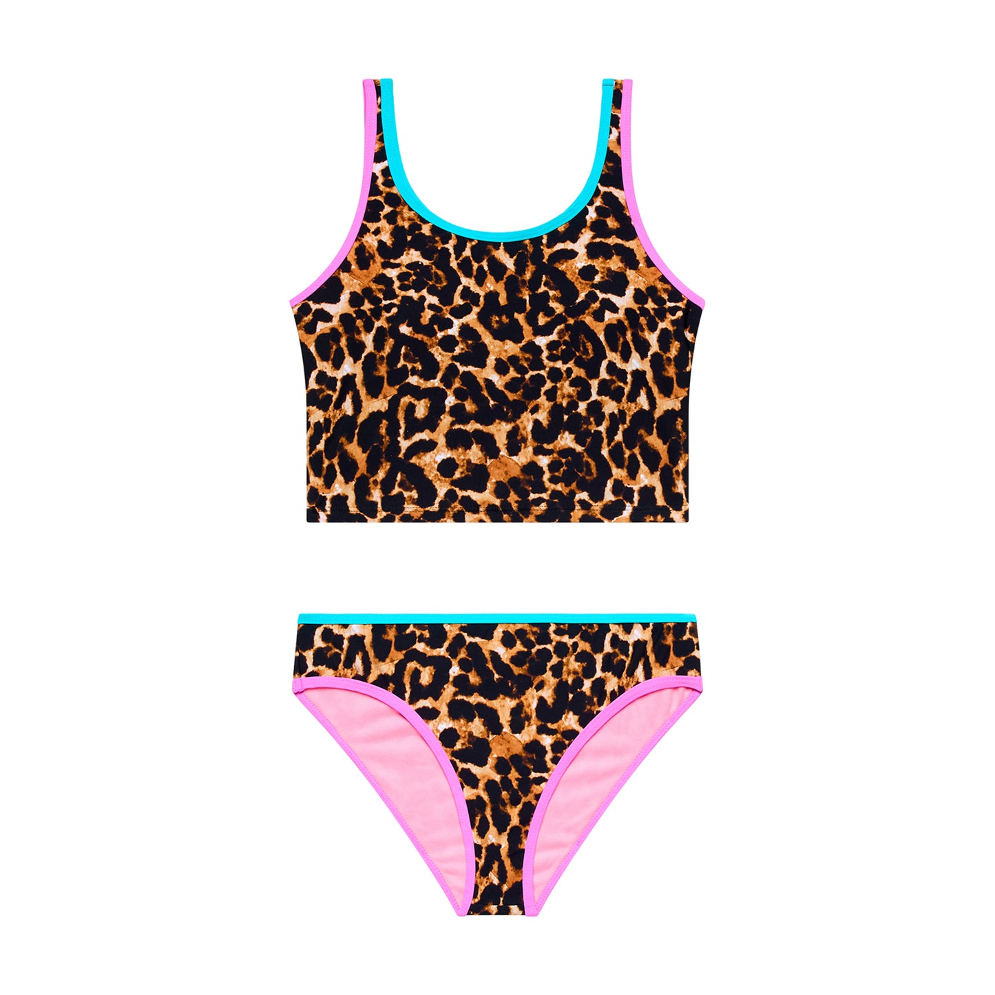 Big Girls Animal -Tankini and Hipster Bottom with Contrast Binding