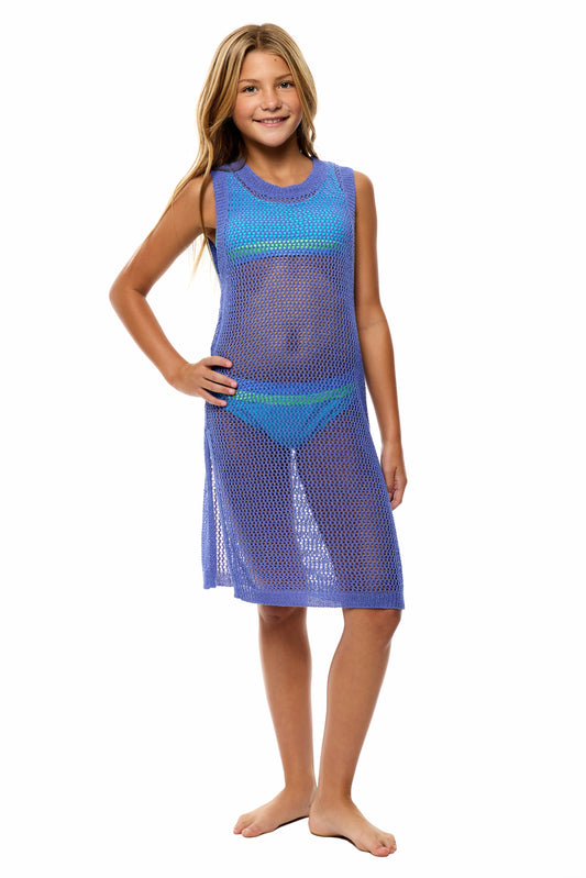 Big Girls Cover Me in Sunshine - Crochet Coverup Dress - Blue