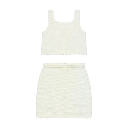 Big Girls Cover Me in Sunshine - Crochet Matching Set - White