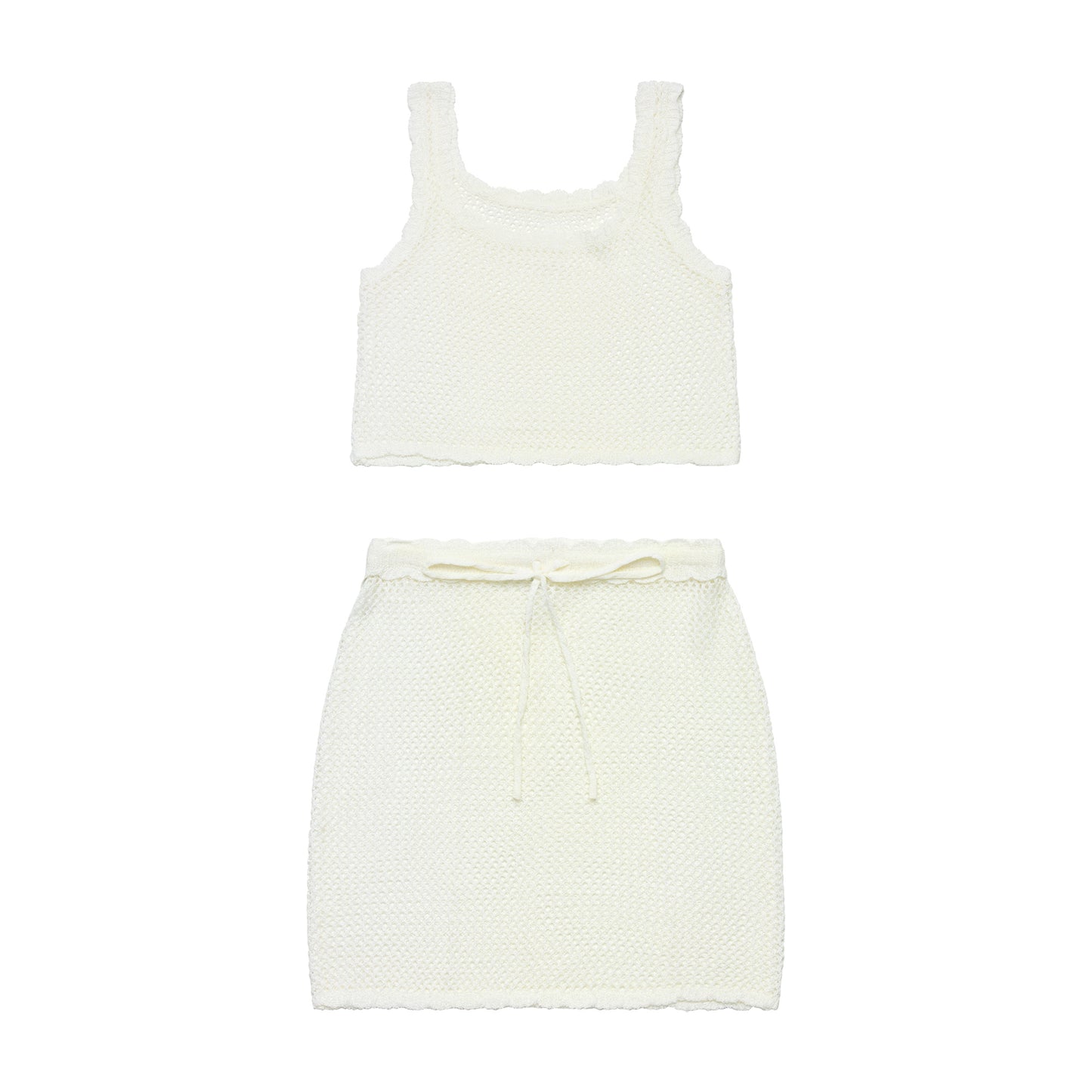 Big Girls Cover Me in Sunshine - Crochet Matching Set - White