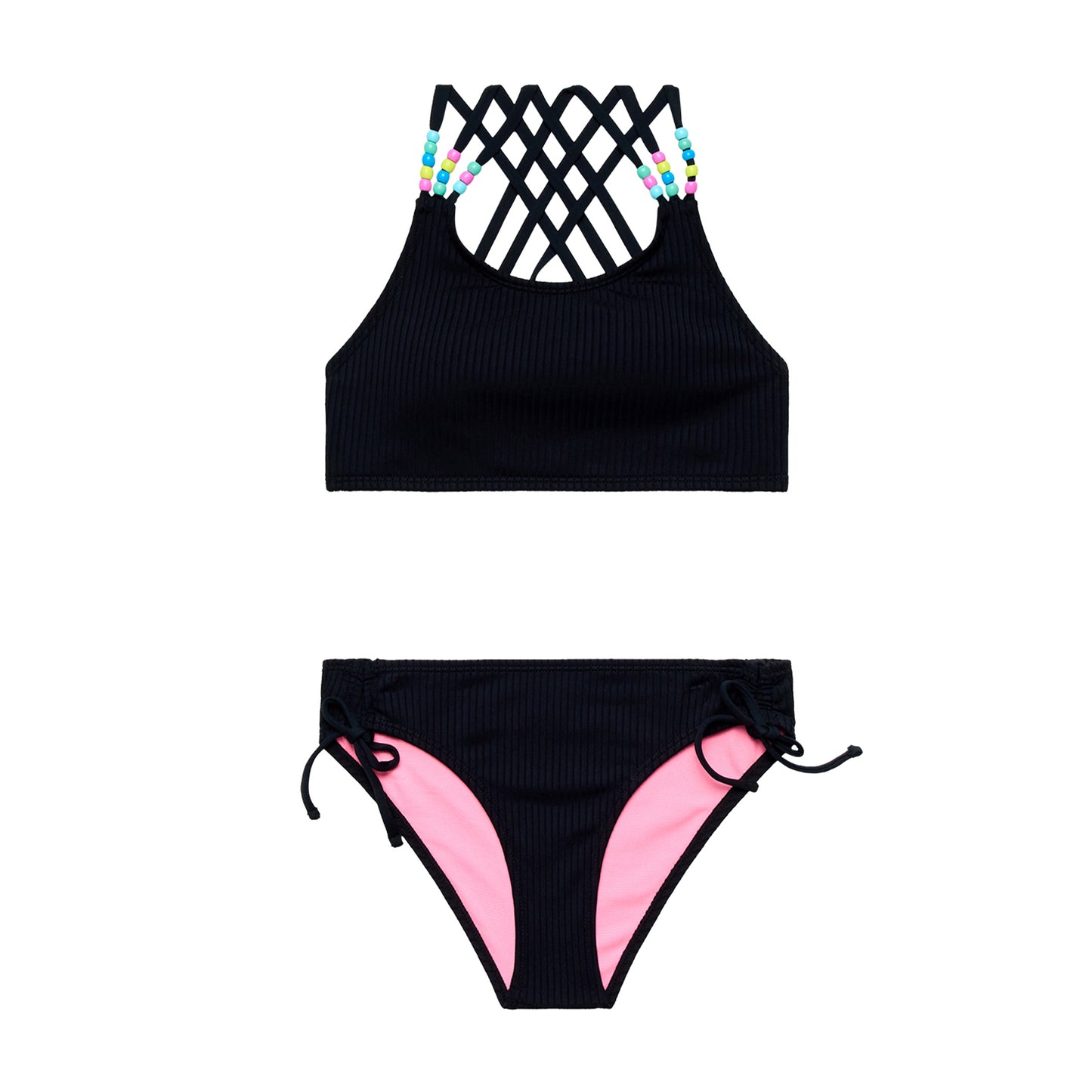 Big Girls Candy Girl - Pony Bead Bralette and Hipster Bottom - Black