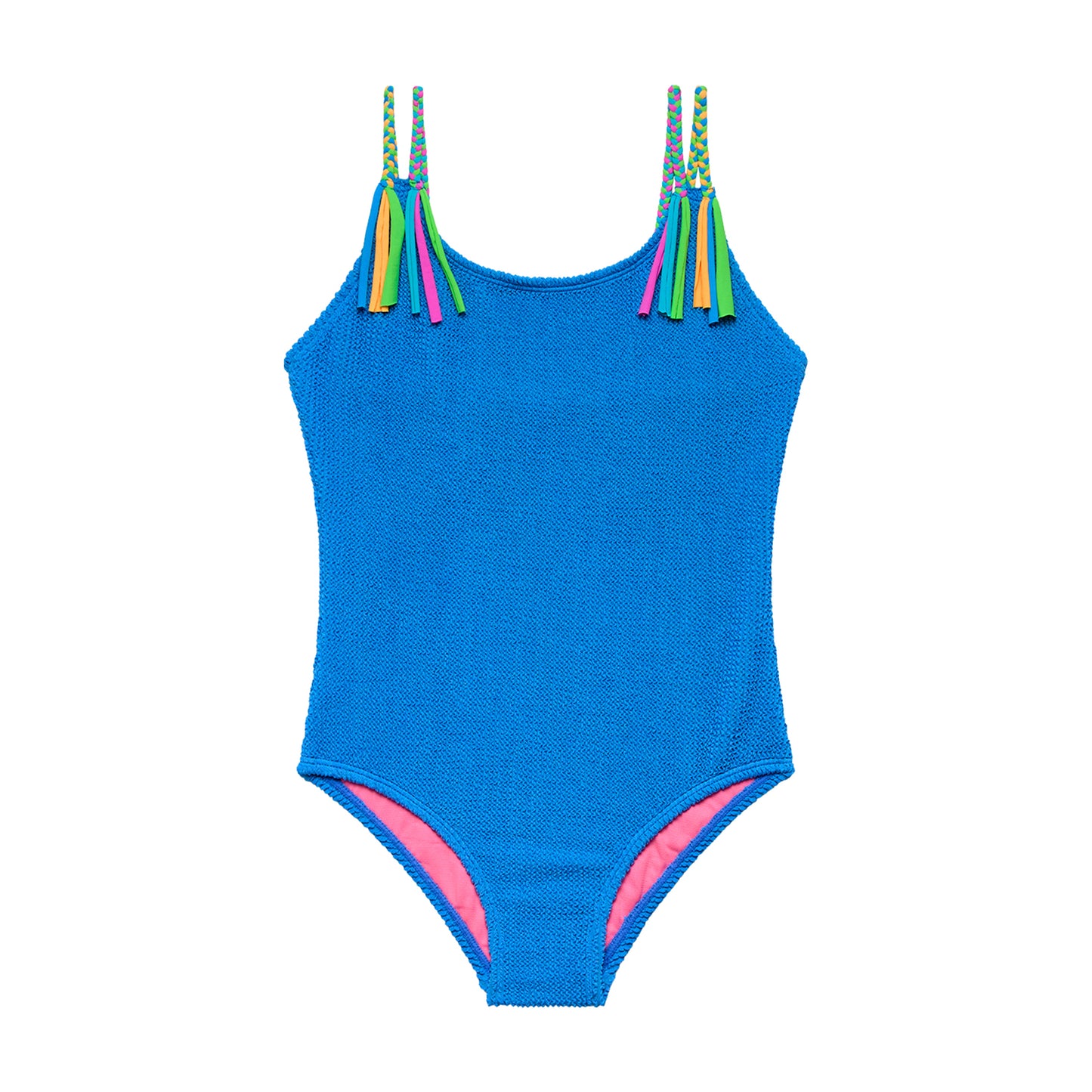 Big Girls Scrunchies - Braid with Fringe One Piece - Blue