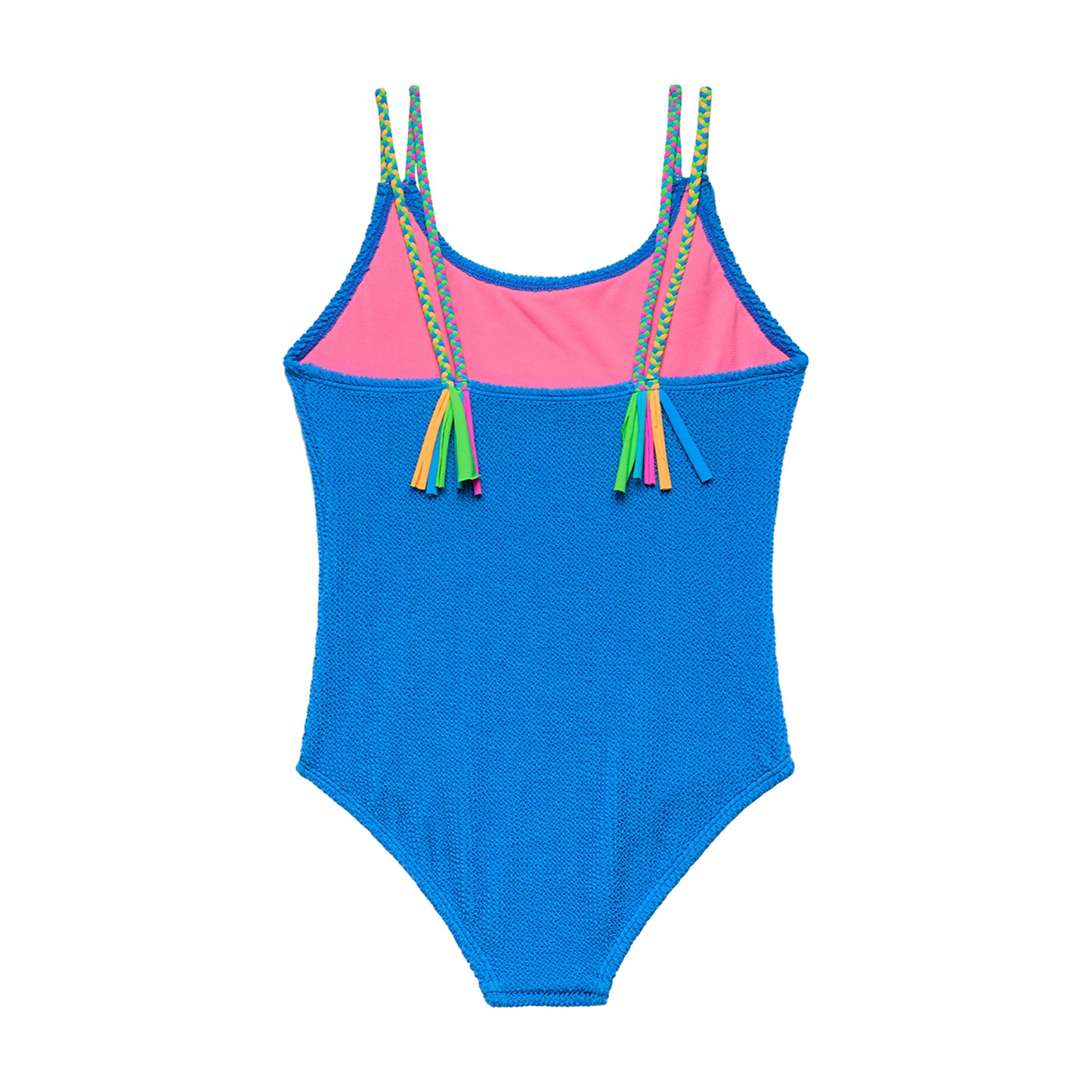 Big Girls Scrunchies - Braid with Fringe One Piece - Blue