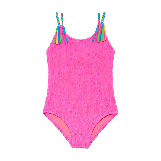 Big Girls Scrunchies - Braid with Fringe One Piece - Pink