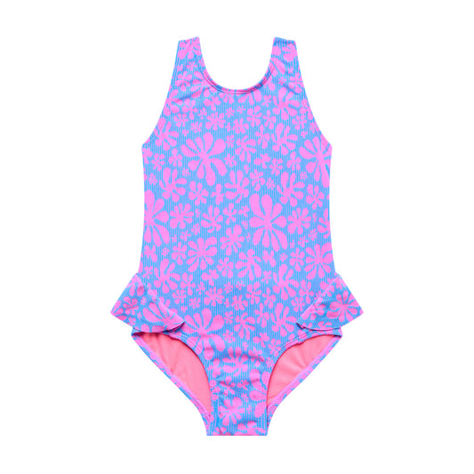 Little Girl Flower Power - Wrap-Around Ruffle One Piece