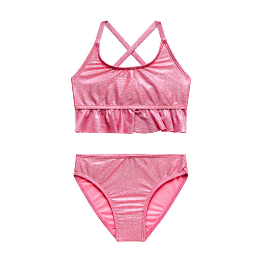 Little Girls Shine Like a Diamond - Over-the-Shoulder Ruffle Bralette and Hipster Bottom