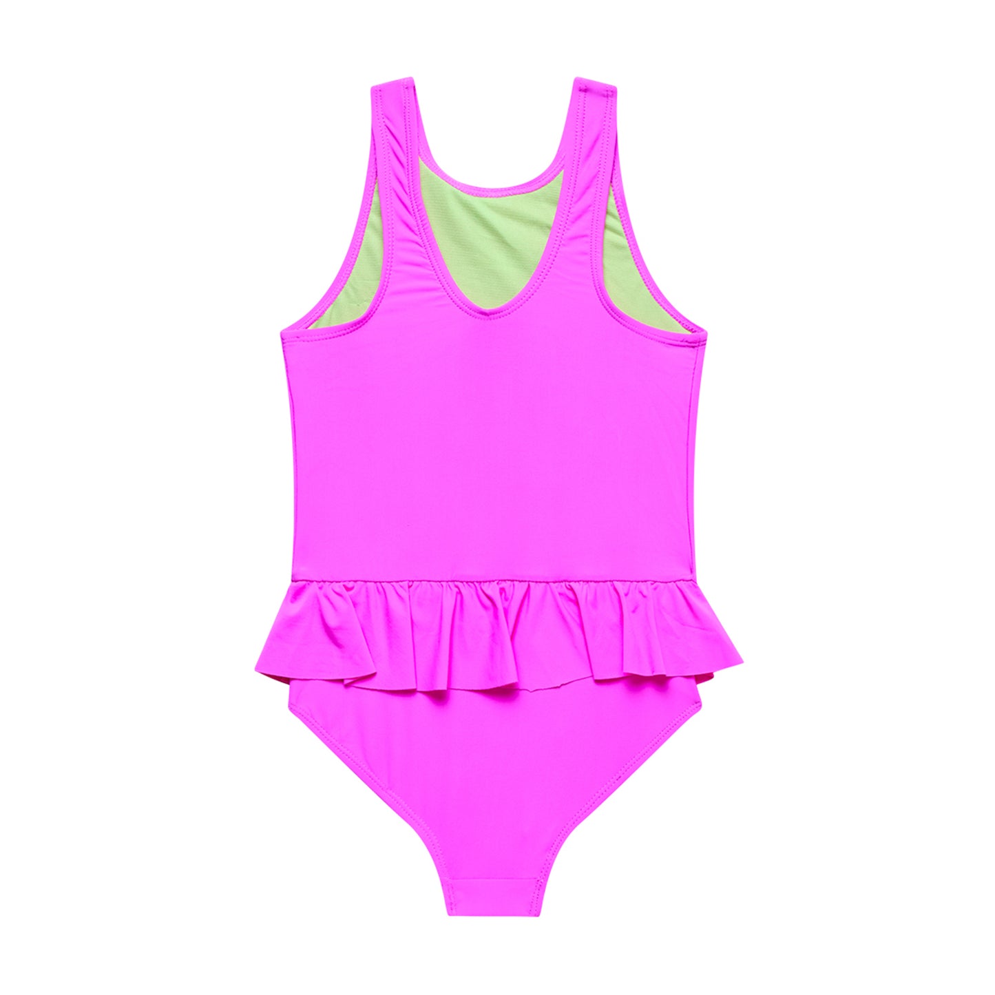 Little Girls Gliteratti - Shell Sequin Patch Wrap-Around Ruffle One Piece - Cyber Pink