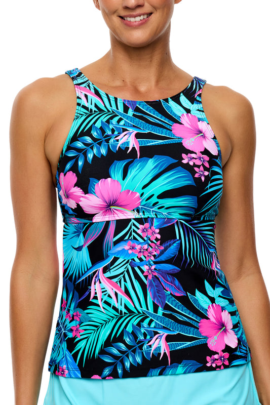 Island Luau - Extend High Neck Tankini Swim Top