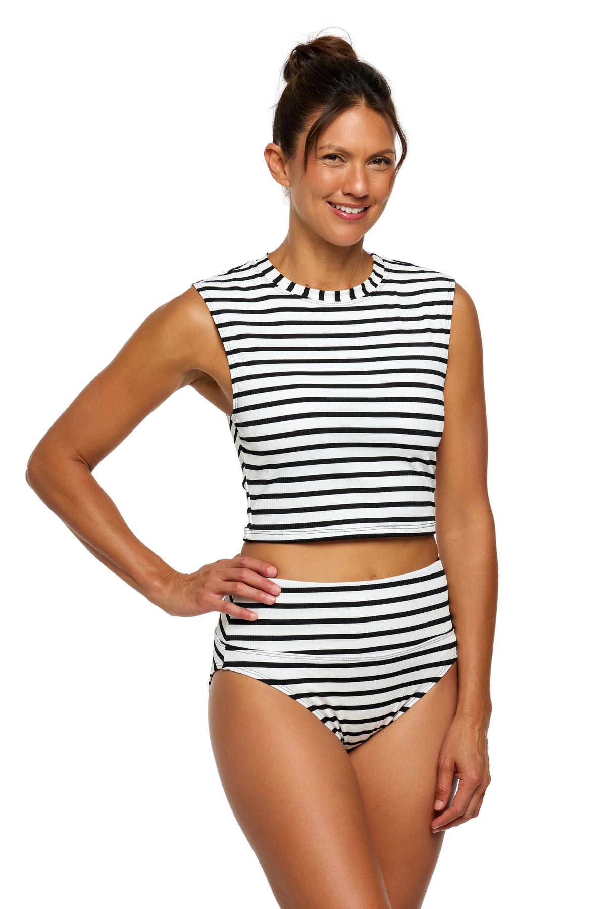 Adriatic Stripe - Harmony High Waist Swim Bottom