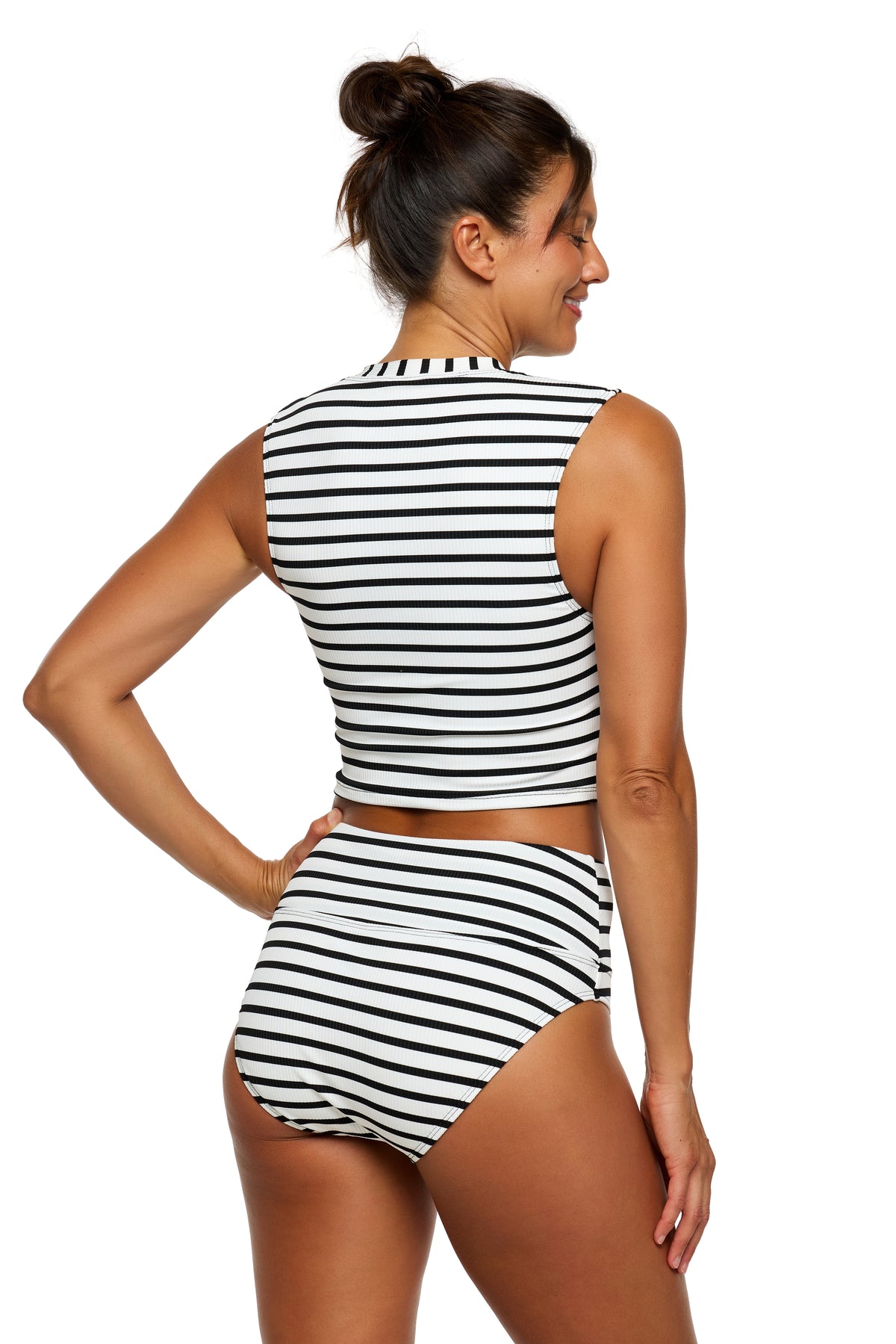 Adriatic Stripe - Harmony High Waist Swim Bottom