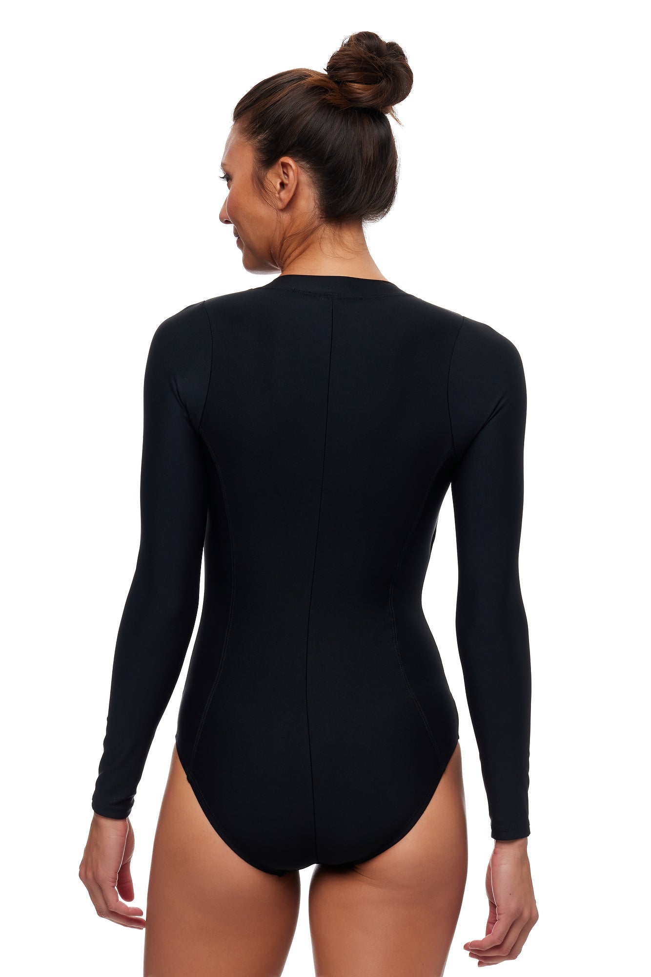 Good Karma - Long Sleeve Zip Malibu One Piece Swimsuit - Black
