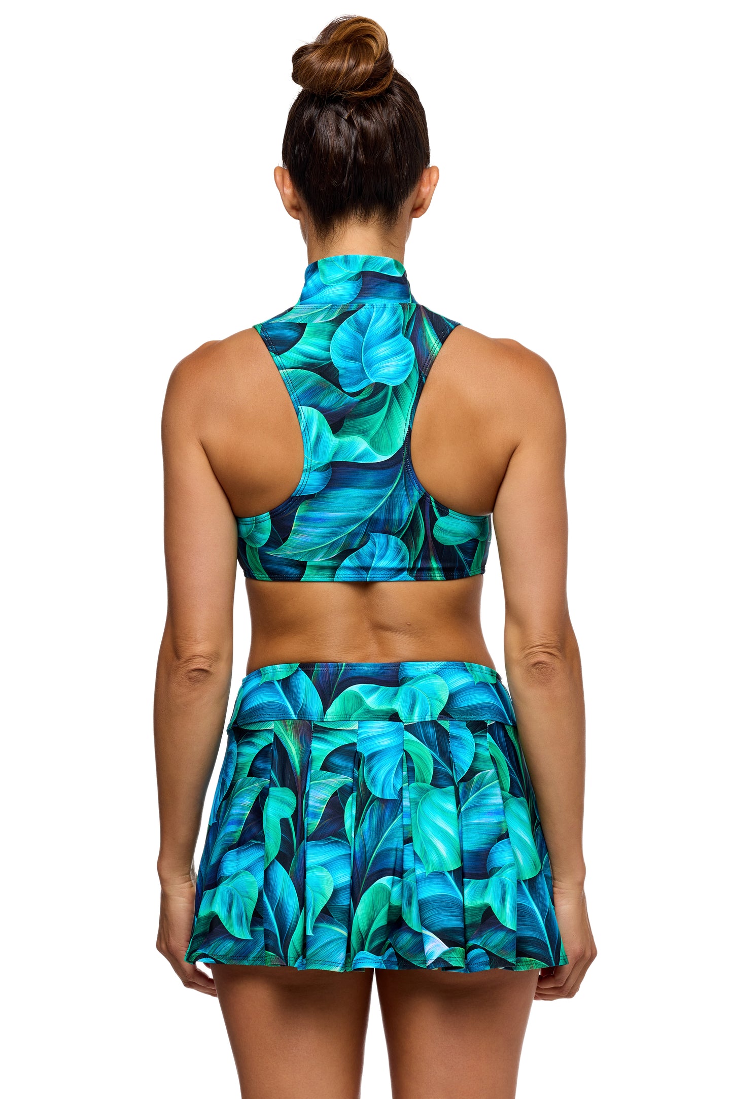 Curacao Palms - Zip Up Crop Bikini Top