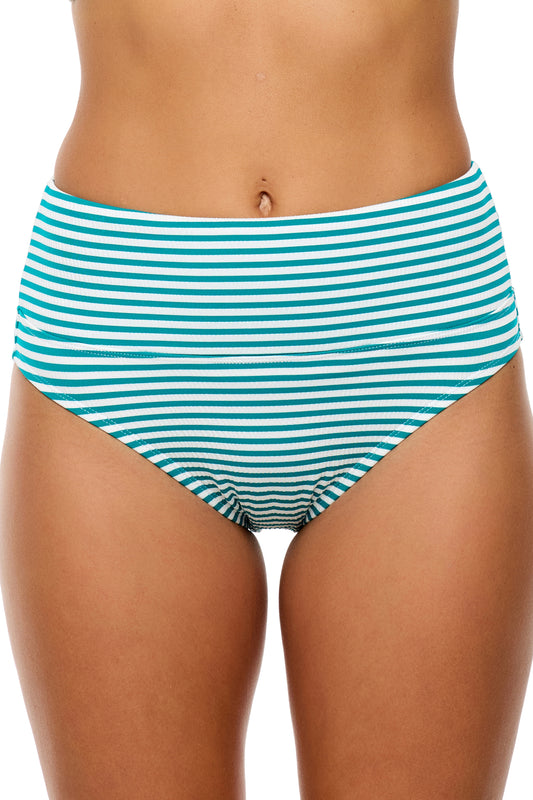 Coronado Stripe - Harmony High Waist Swim Bottom - Island
