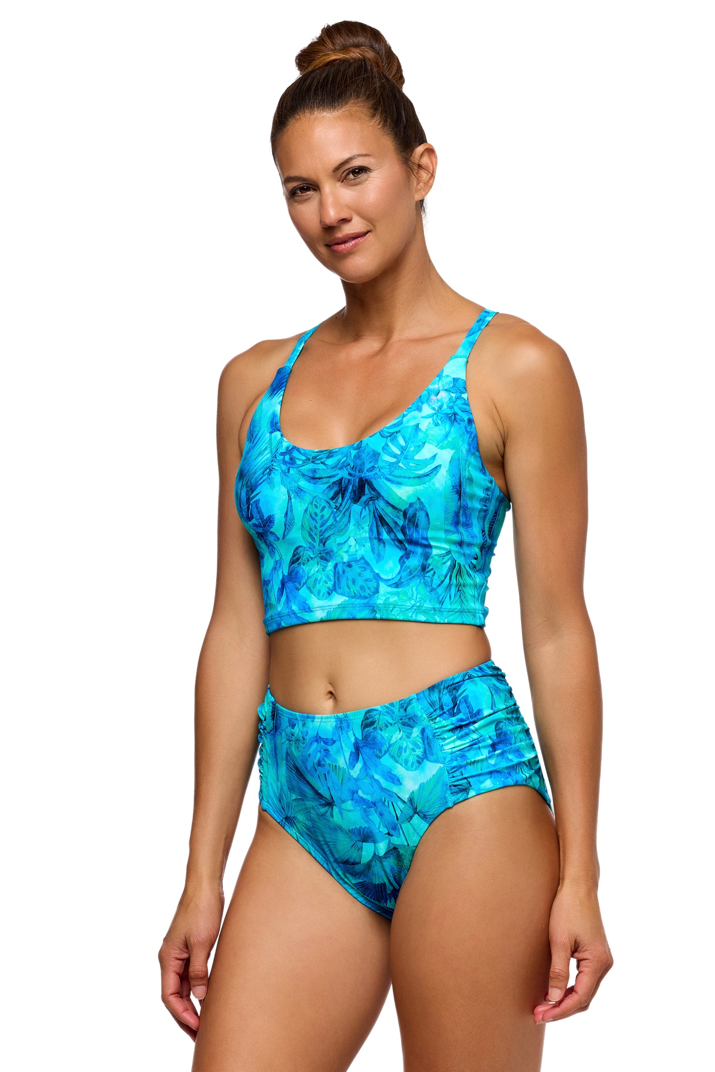 Tulum - Connected Scoop Crop Top - Hawaii Blue