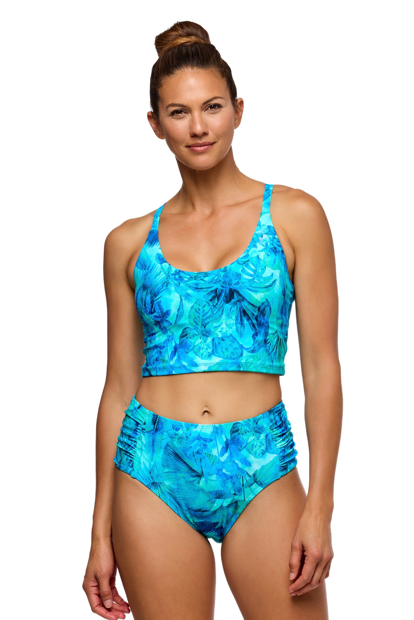 Tulum - Connected Scoop Crop Top - Hawaii Blue