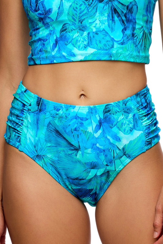 Tulum - High Waist Chopra Swim Bottom - Hawaii Blue