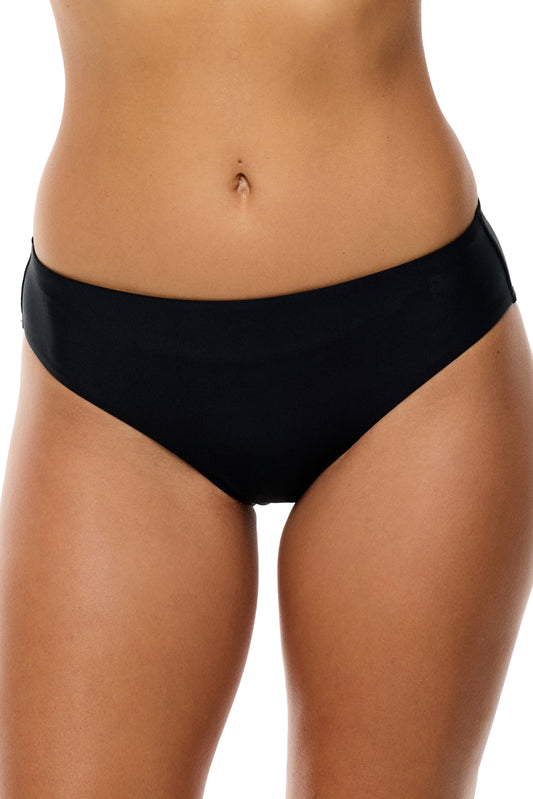 Good Karma - Shoreside Midrise Retro Swim Bottom - Black