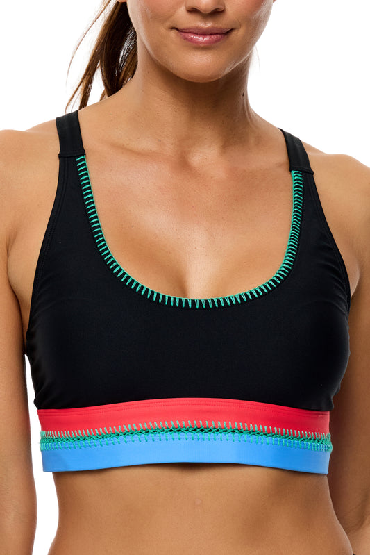 Good Karma Shaka - Slay Scoop Neck Swim Top - Black