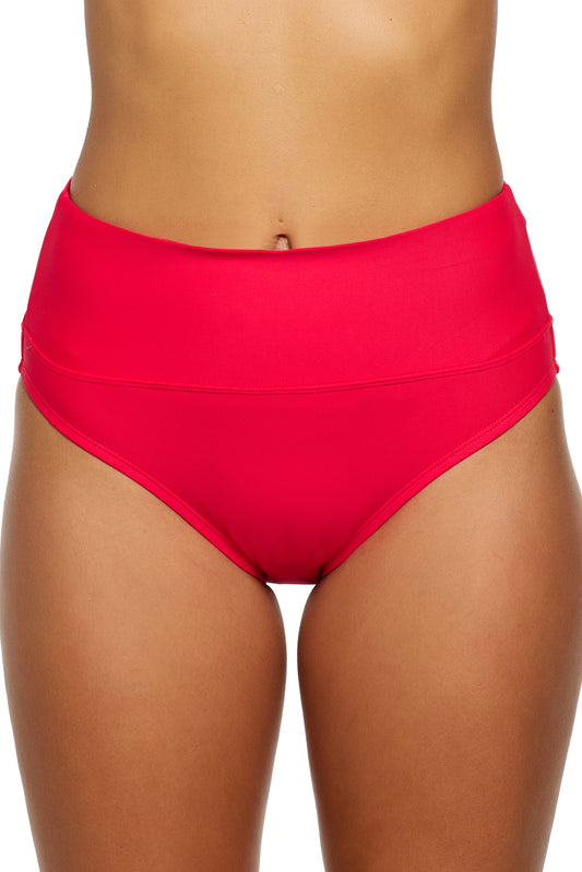 Good Karma - Harmony High Waist Swim Bottom - Hibiscus Red