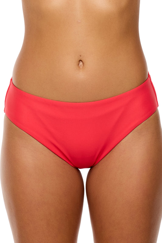 Good Karma - Shoreside Midrise Retro Swim Bottom - Neo-Red