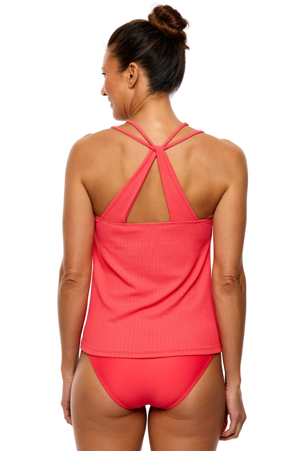 Mini Pucker Rib - Third Eye Tankini Swim Top - Neo-Red