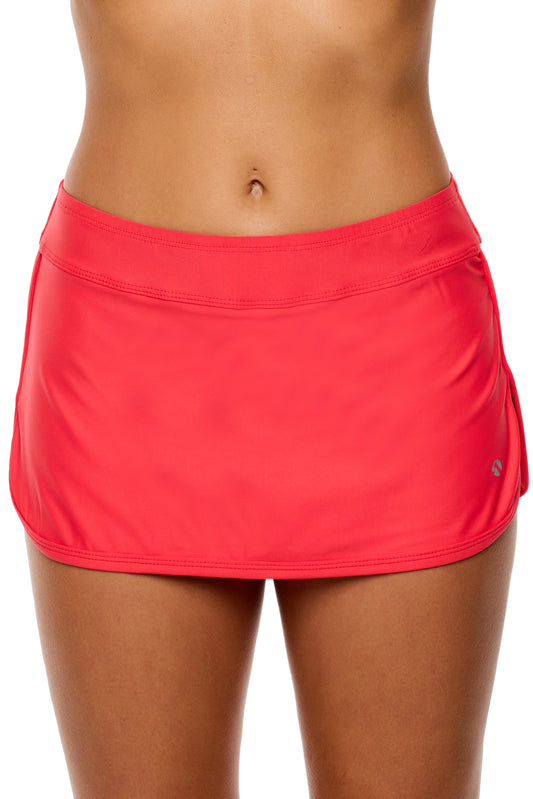 Good Karma - Lotus Swim Skort - Neo-Red