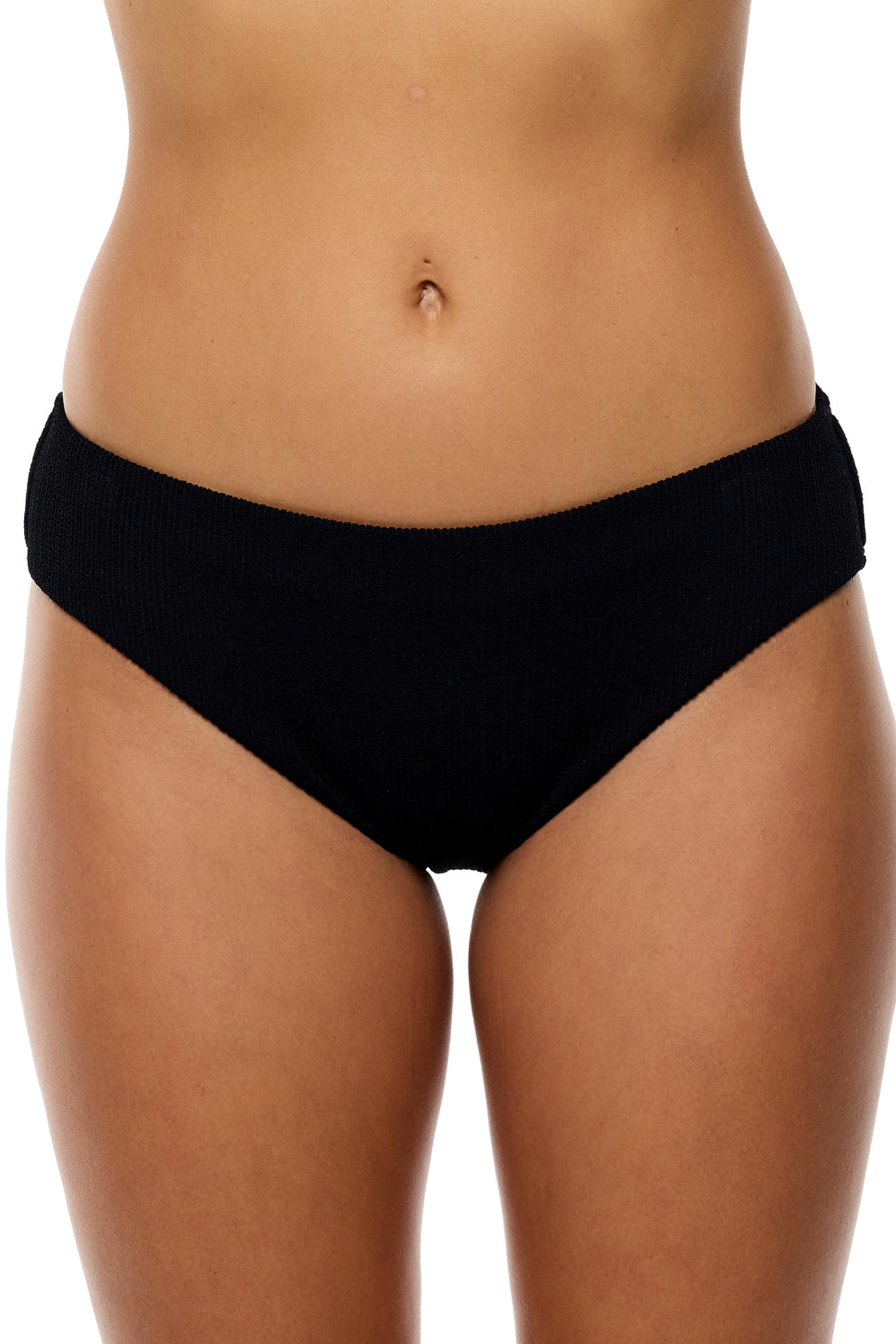 Mini Pucker Rib - Shoreside Midrise Retro Swim Bottom - Black