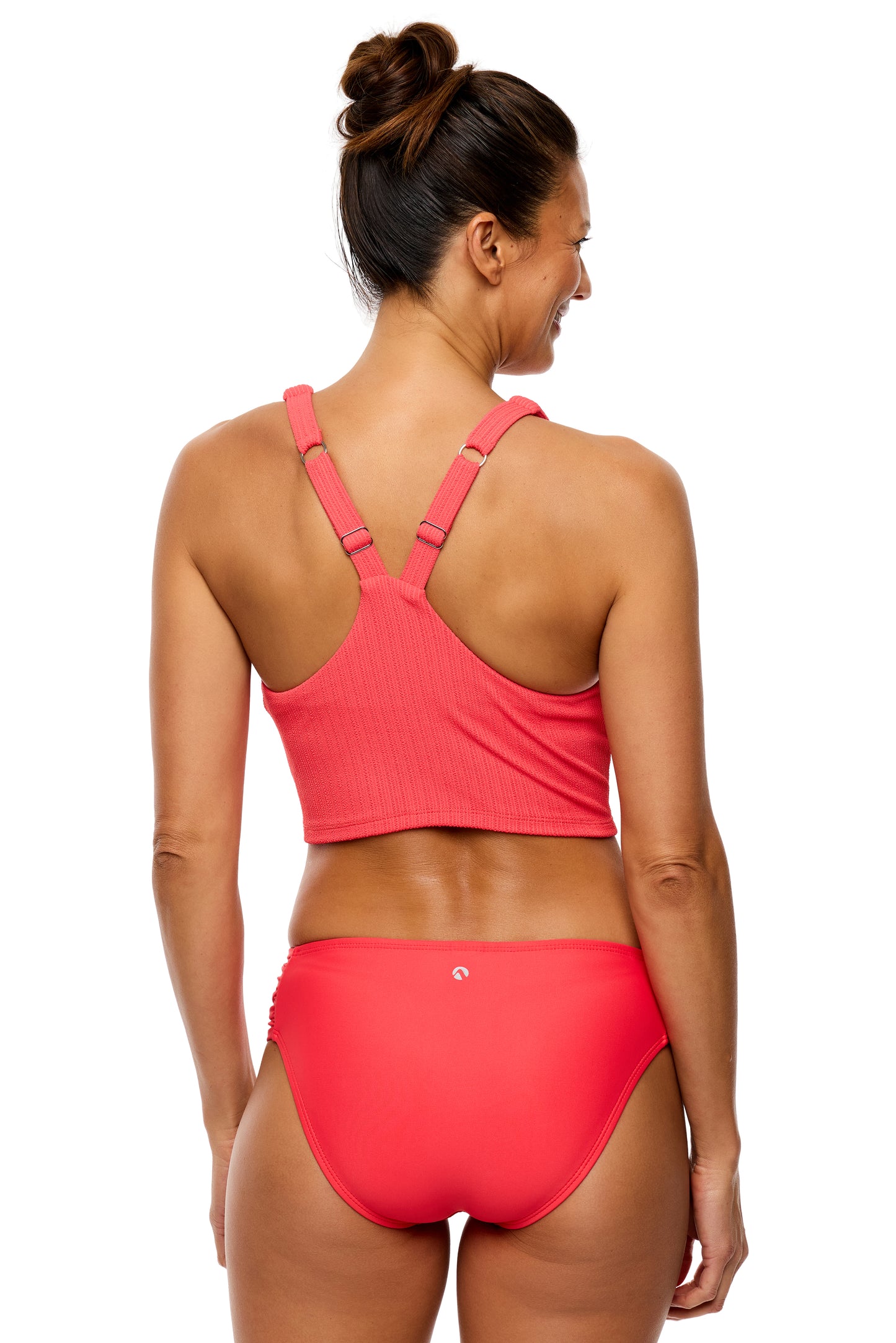 Good Karma - Chopra Midrise Tab Side Swim Bottom - Neo-Red