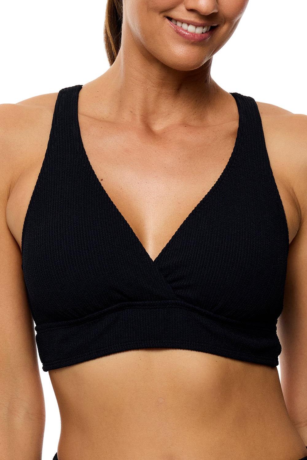 Mini Pucker Rib - 25 Min Swim Top - Black