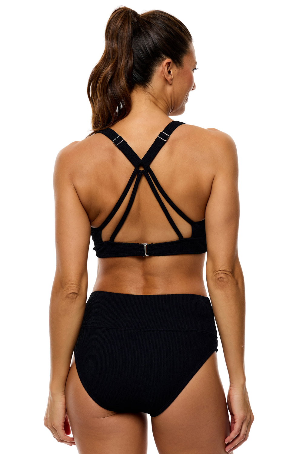 Mini Pucker Rib - 25 Min Swim Top - Black