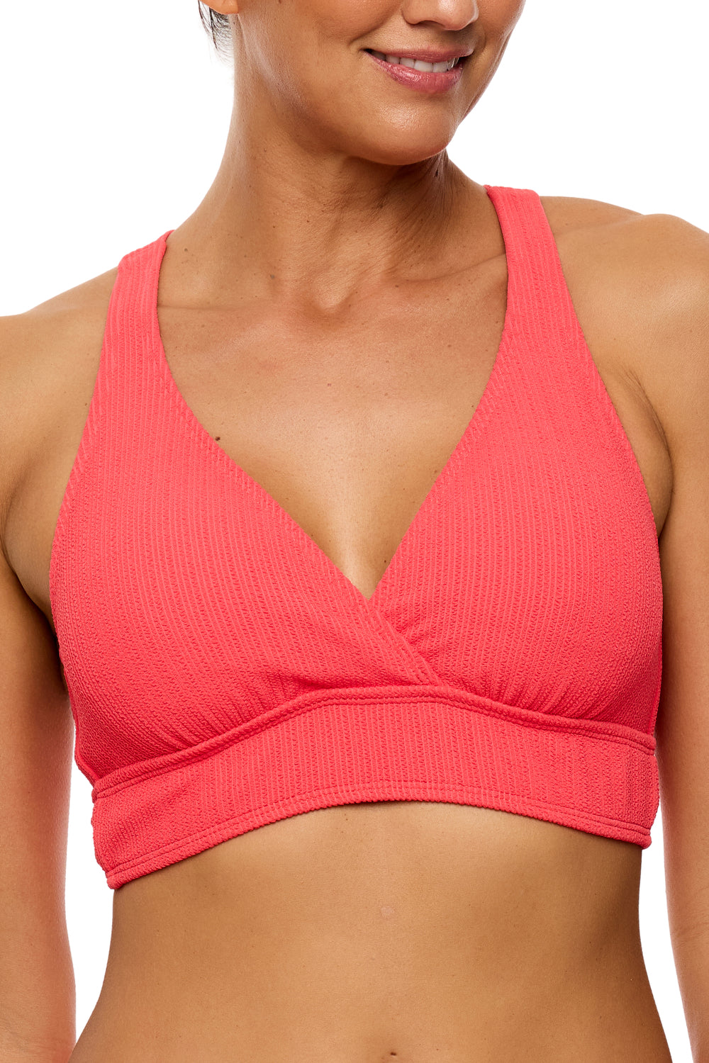 Mini Pucker Rib - 25 Min Swim Top - Neo-Red