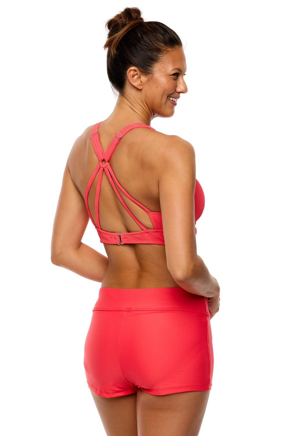 Mini Pucker Rib - 25 Min Swim Top - Neo-Red