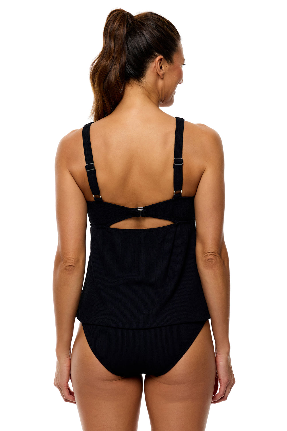 Mini Pucker Rib - Extend Tankini - Black