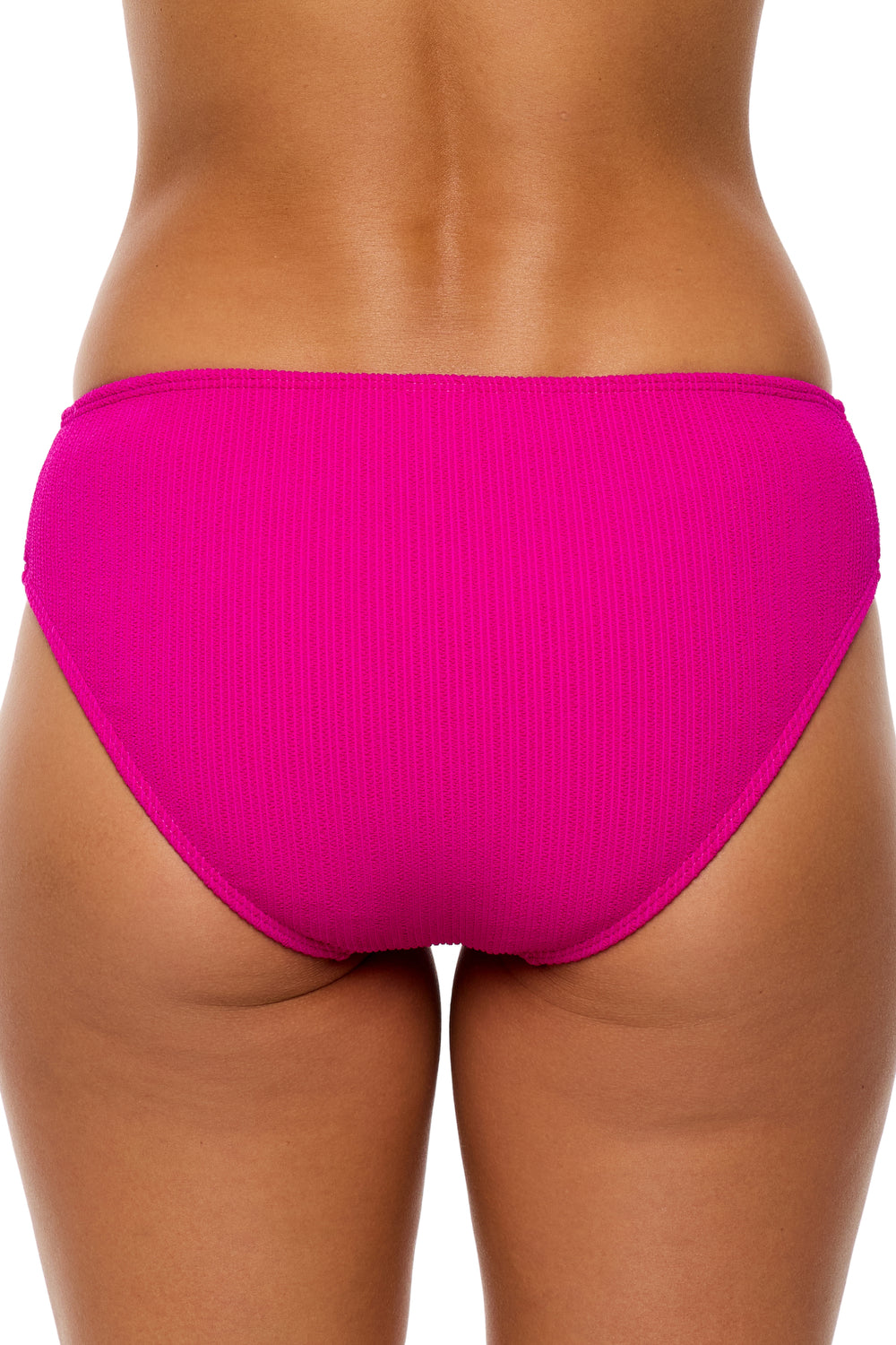 Mini Pucker Rib - Shoreside Midrise Retro Swim Bottom - Raspberry