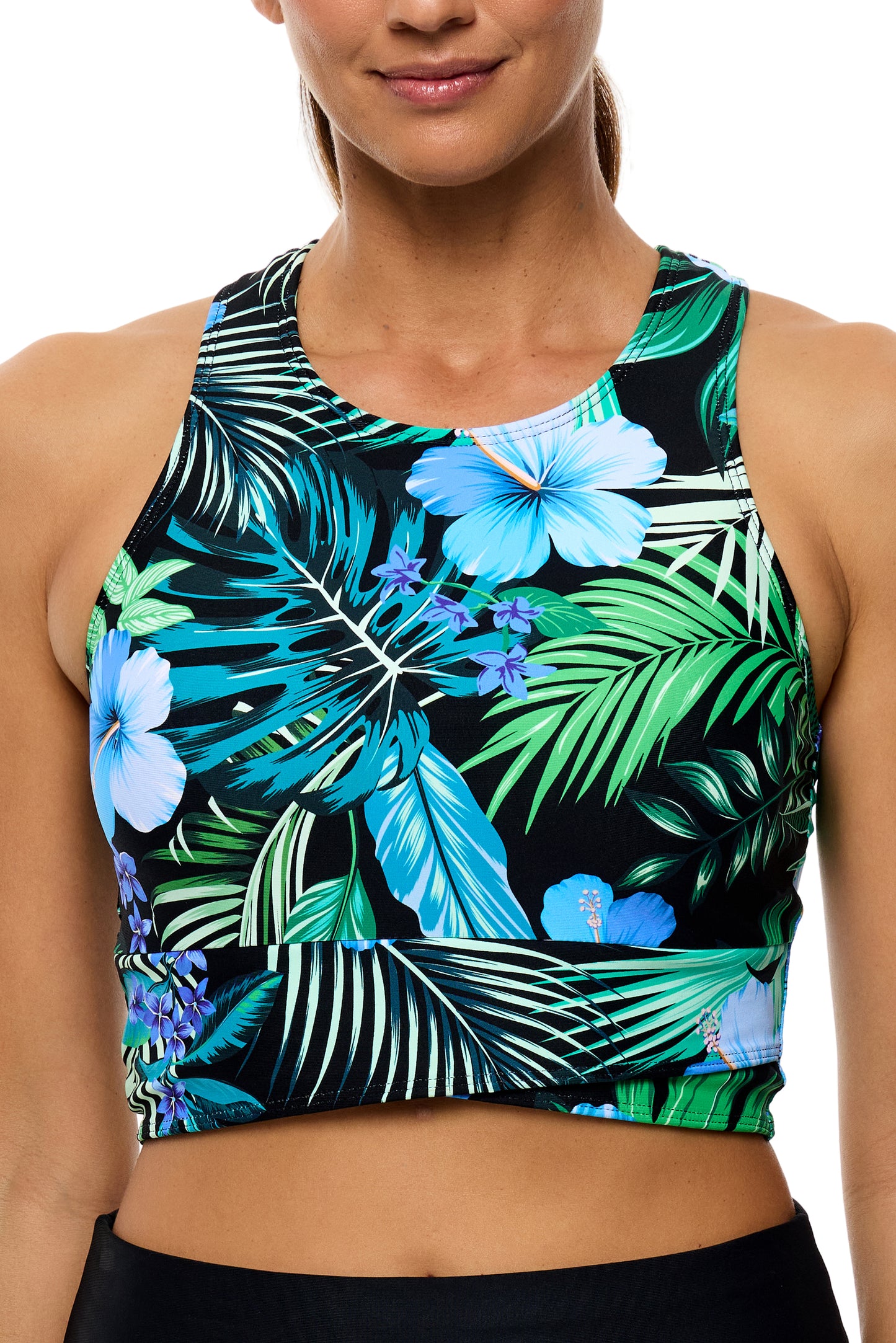 Aloha - Static High Neck Swim Top - Black