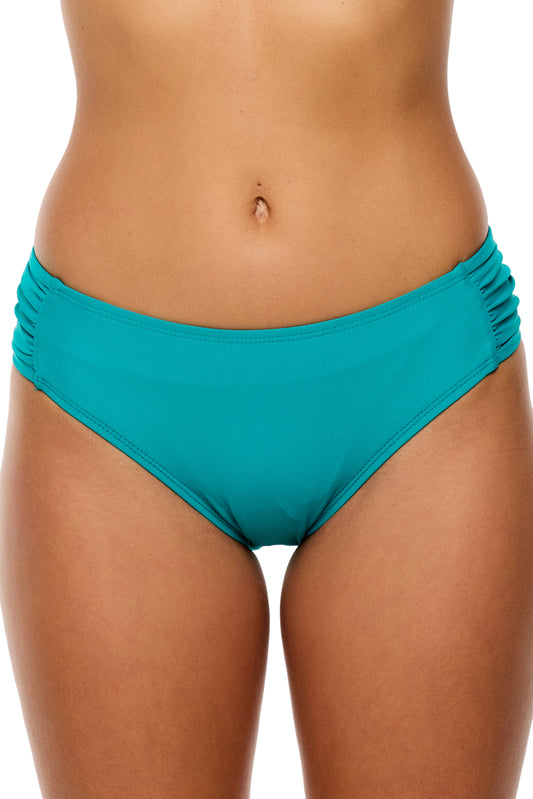 Good Karma - Chopra Midrise Tab Side Swim Bottom - Island