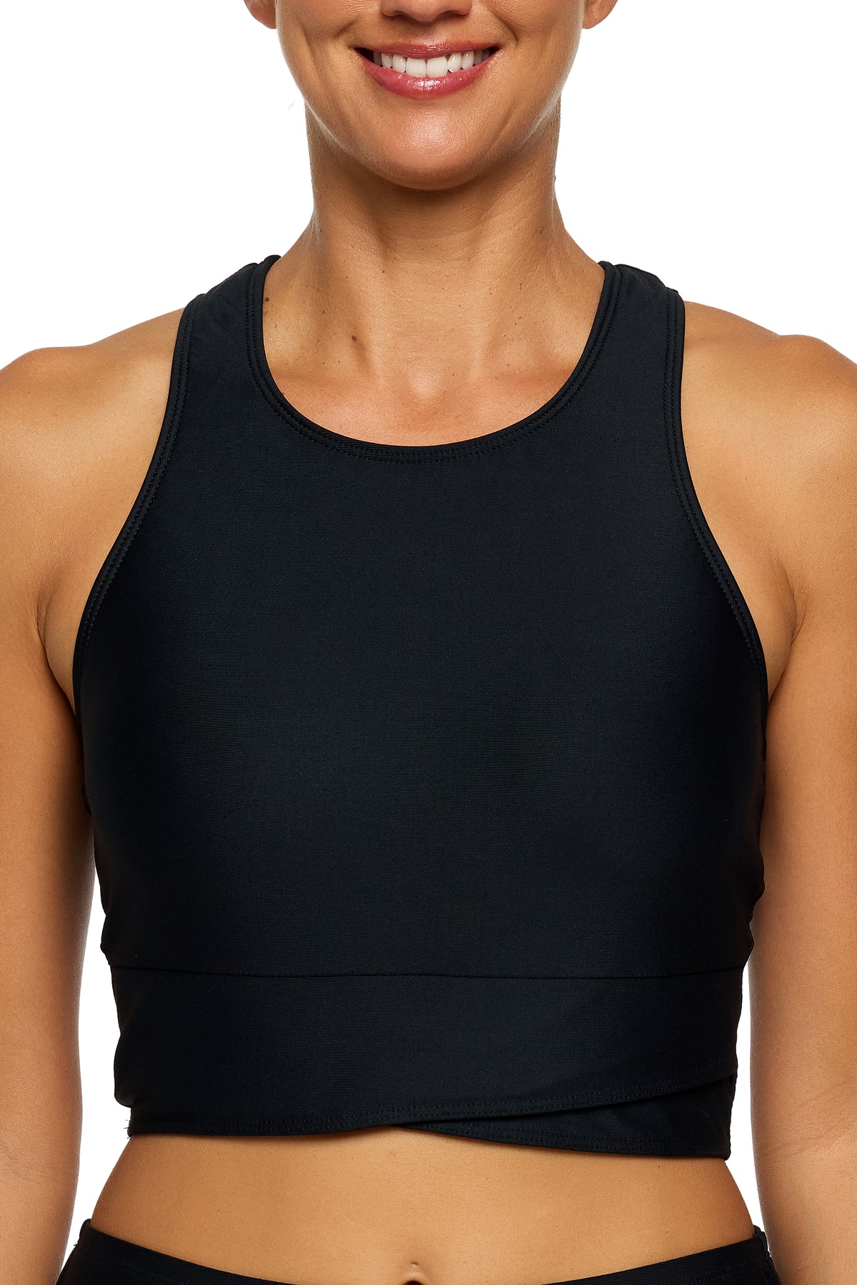 Good Karma - Static High Neck Swim Top - Black