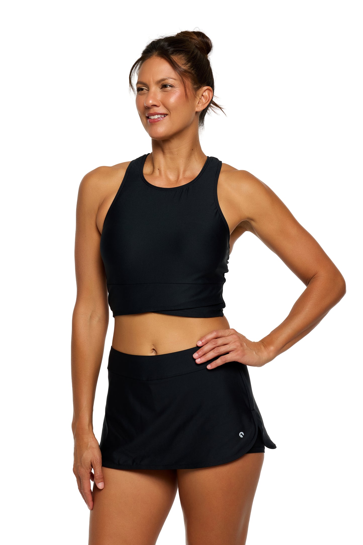 Good Karma - Static High Neck Swim Top - Black