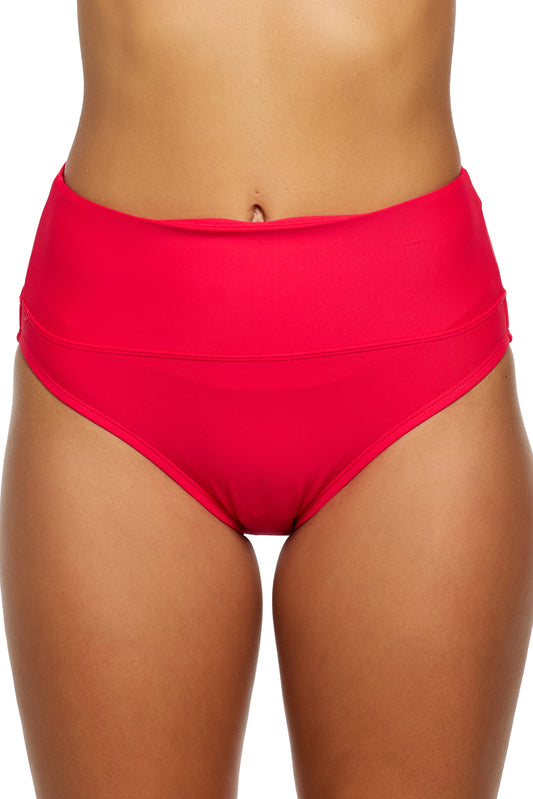 Good Karma - Harmony High Waist Swim Bottom - Hibiscus Red