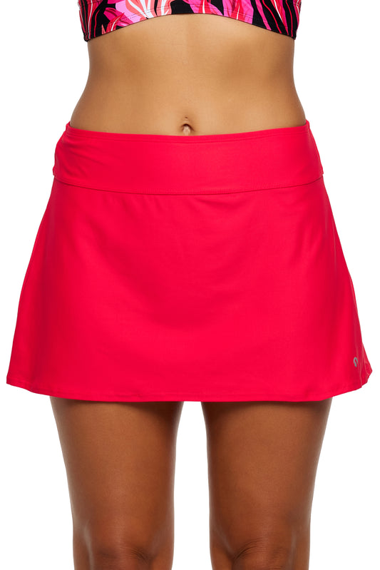 Good Karma - Courtside Swim Skirt - Hibiscus Red